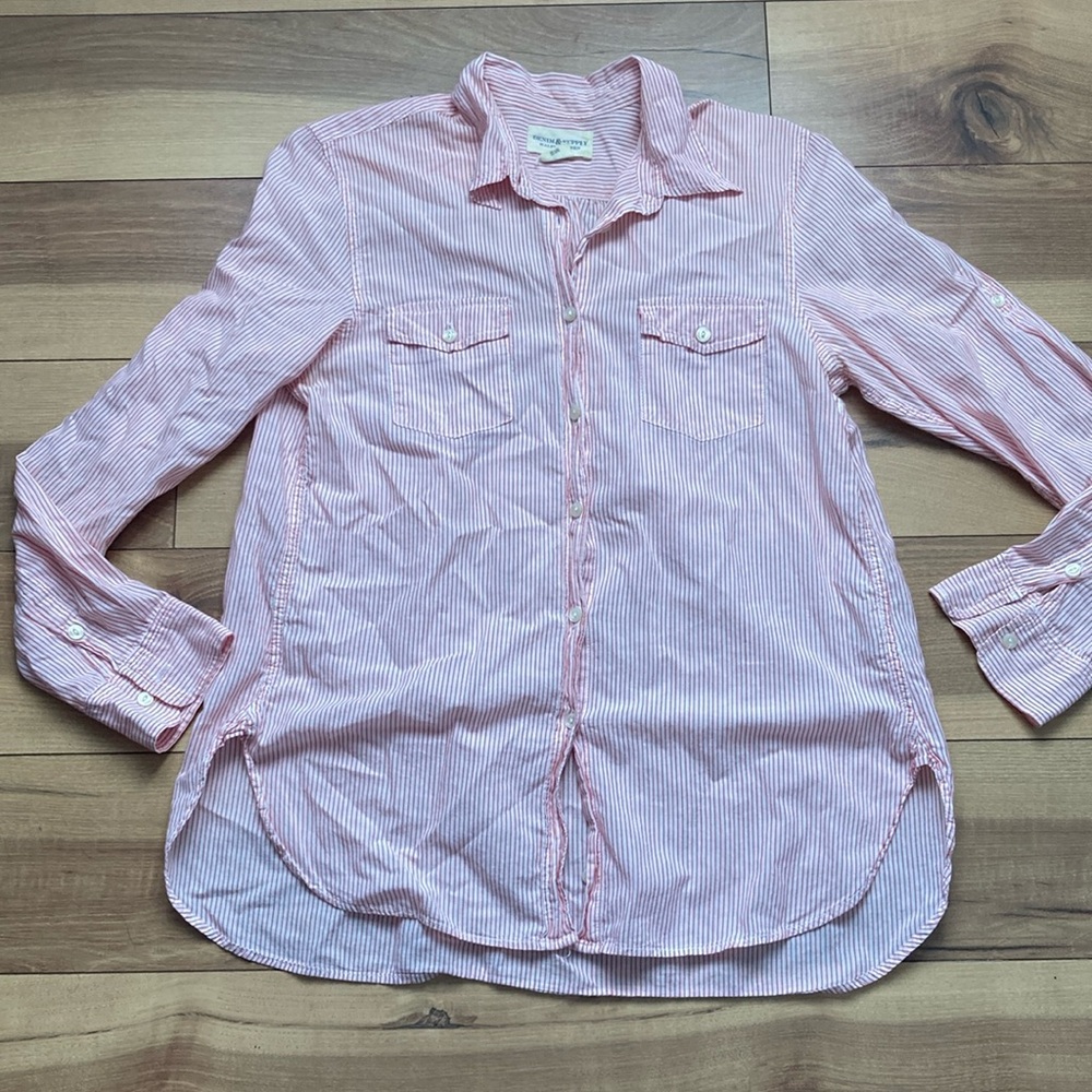 Denim & Supply Red and White Striped Button Down